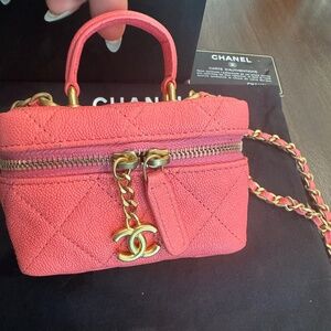 Chanel Pink Mini Vanity with Long Chain
